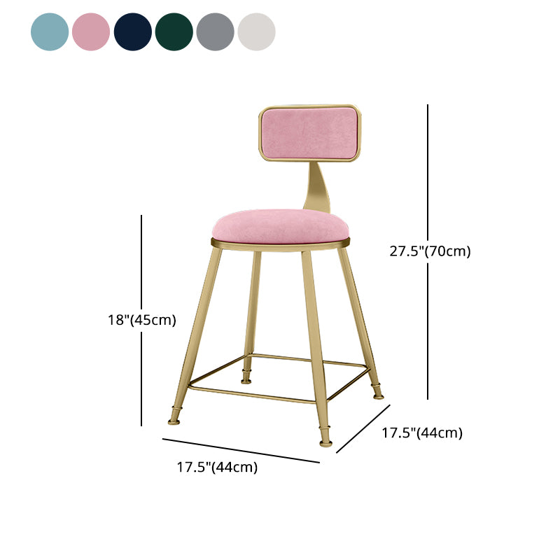 Glam Metal Upholstered Barstool Indoor Bar Stool With Cushion and Iron Legs