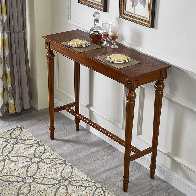 Brown Solid Wood Cocktail Bar Table Rectangle Footrest Indoor Bar/Dinette Table