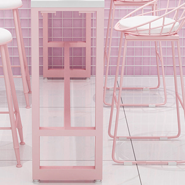 Café und Breakroom Moderne Pub/Stangentisch Rechteck Footstütze Pink Stangenhöhe Pubtisch Tisch