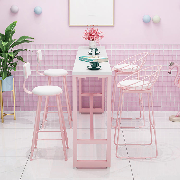 Café und Breakroom Moderne Pub/Stangentisch Rechteck Footstütze Pink Stangenhöhe Pubtisch Tisch