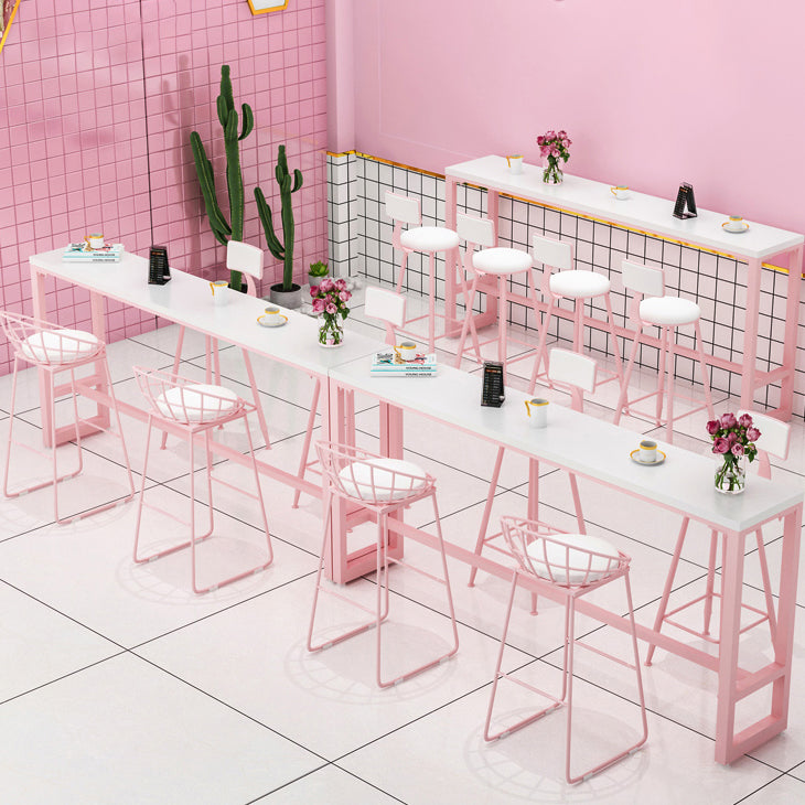 Café und Breakroom Moderne Pub/Stangentisch Rechteck Footstütze Pink Stangenhöhe Pubtisch Tisch