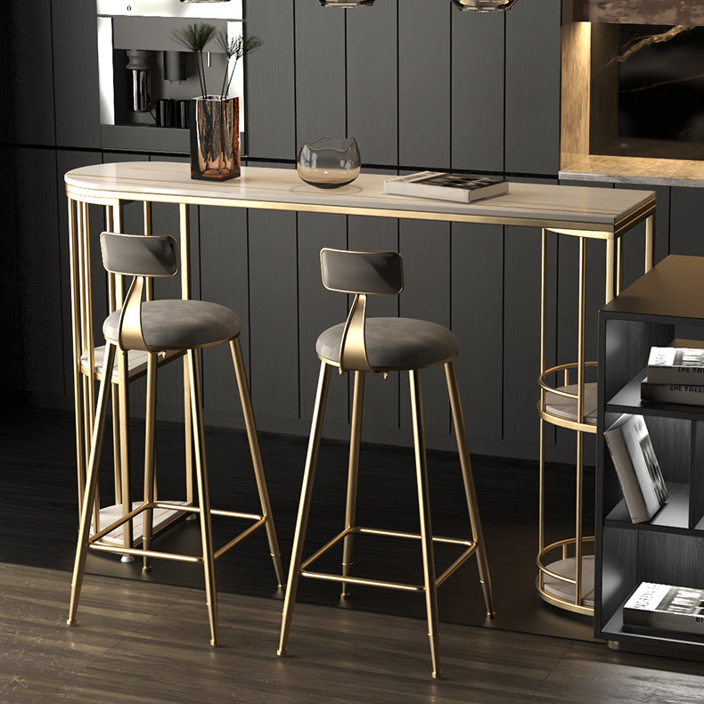 Modern Stone Storage Pub Height Dining Table Double Pedestal Indoor Bar Table, Only Table
