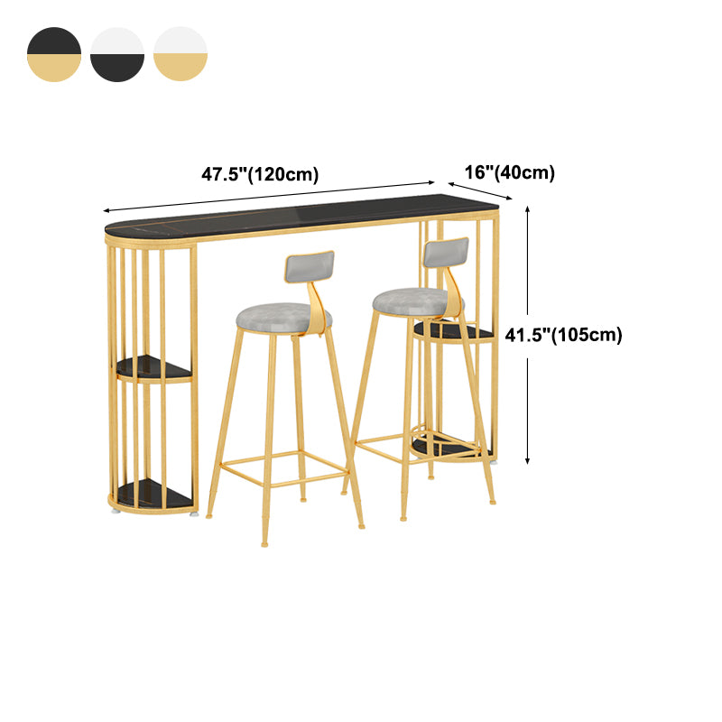 Modern Stone Storage Pub Height Dining Table Double Pedestal Indoor Bar Table, Only Table