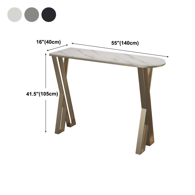 Mesa de barra de pub Glam Stone Mesa de comedor de barra de hierro de oro interior con pedestal doble