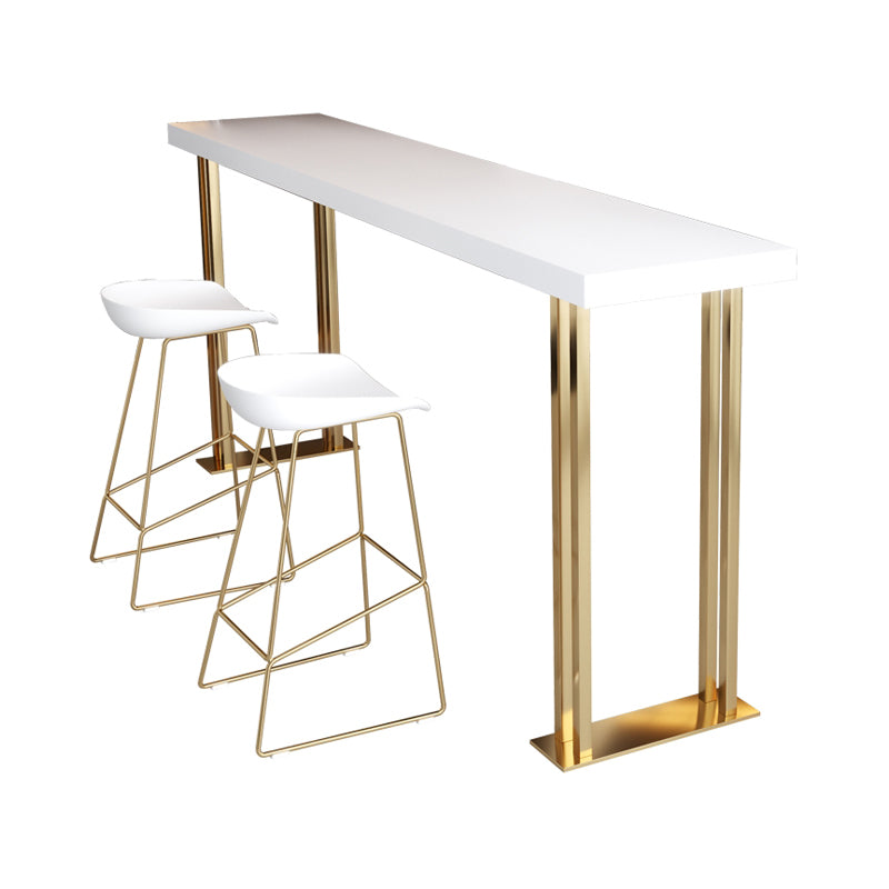 Glam Rectangle Bar Table Indoor Gold Iron Bar Dining Table with Sled Pedestal, Only Table