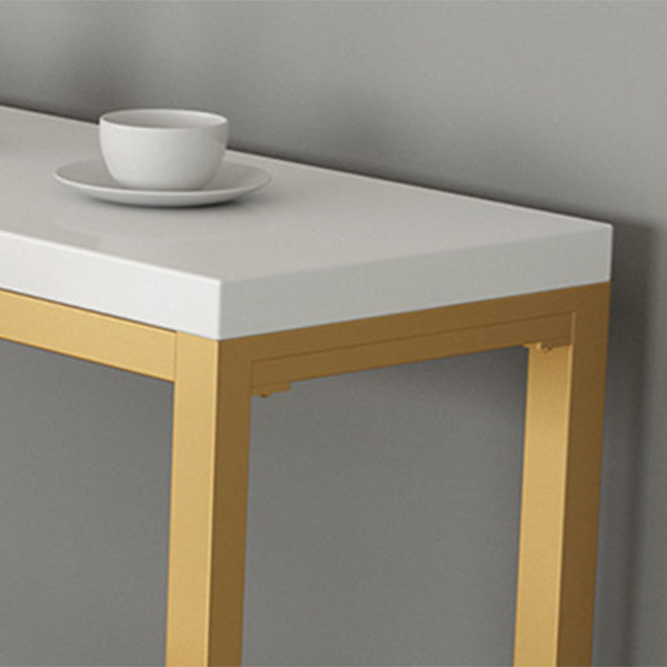 Mesa de barra de pub interior de rectángulo glamoroso de la barra de hierro dorada de oro con pedestal de caballete