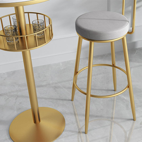 Glam Faux Marble Bistro Table Indoor Iron Single Pedestal Bar Dining Table Fixed Table