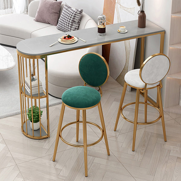 Glam Gold Iron Bar Table Faux Marble Gray Specialty Top 41.3"H Bistro Table with Storage