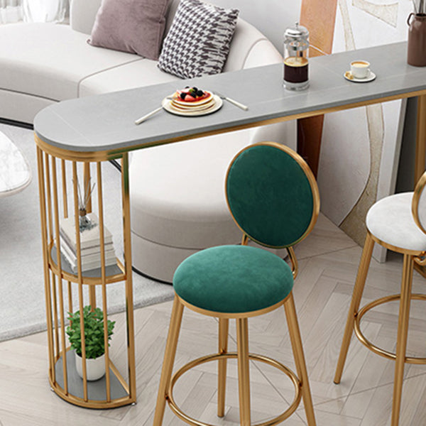 Glam Gold Iron Bar Table Faux Marble Gray Specialty Top 41.3"H Bistro Table with Storage