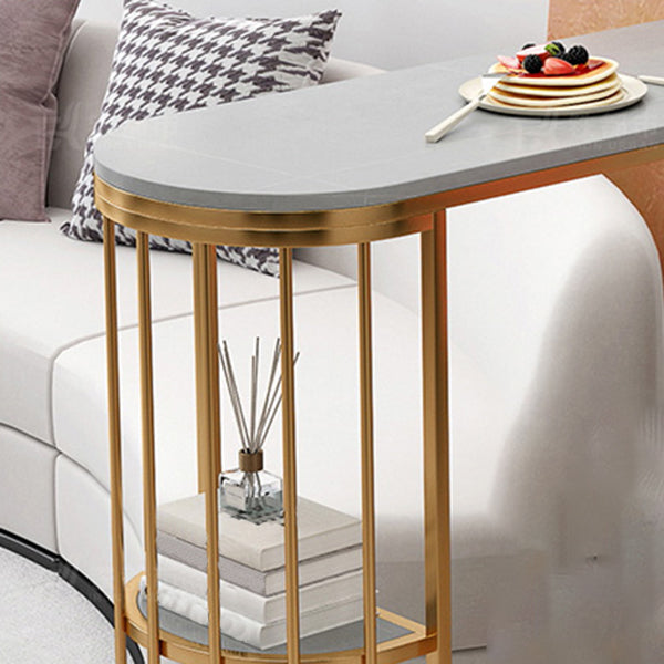 Glam Gold Iron Bar Table Faux Marble Gray Specialty Top 41.3"H Bistro Table with Storage