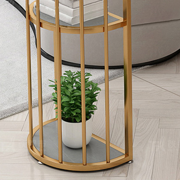 Glam Gold Iron Bar Table Faux Marble Gray Specialty Top 41.3"H Bistro Table with Storage