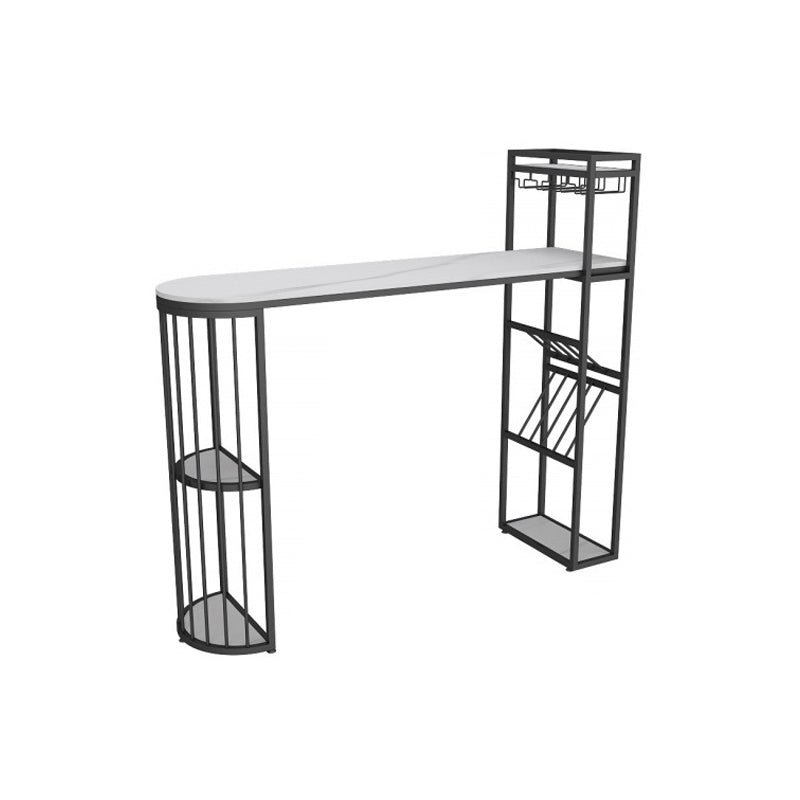 Glam Iron Bar Table Faux Marble White Specialty Top 41.3"H Bistro Table