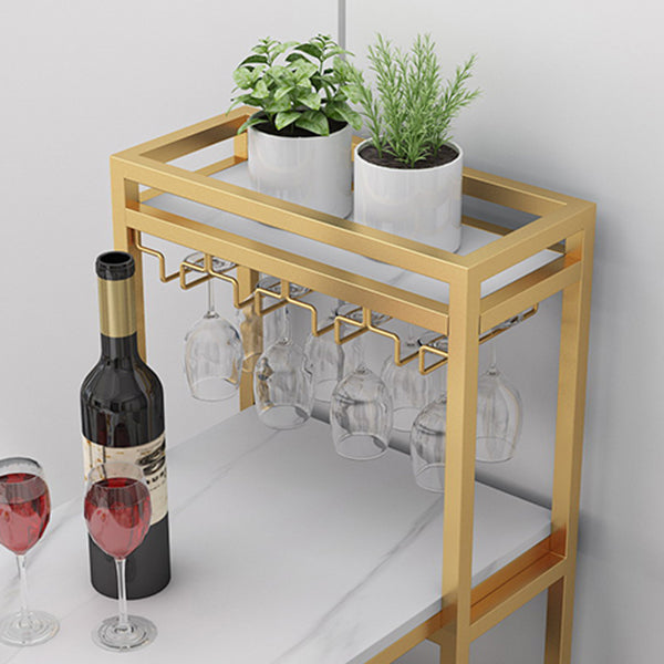 Glam Iron Bar Table Faux Marble White Specialty Top 41.3"H Bistro Table