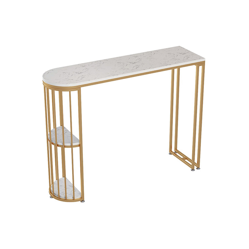 Rounded Corners Top Cocktail Bar Table Industrial Style 42-inch Height Gold Base Bar Table