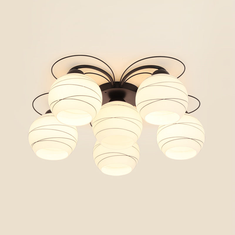 Black Shaded Semi Flush Mount Light Simple-Style Glass Living Room Ceiling Light