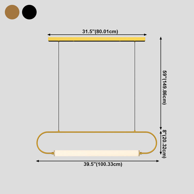 Lineal colgante isla luz contemporánea lámpara de lámpara de metal lámpara para comedor