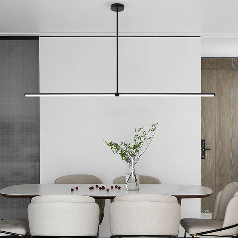 Modern Linear LED Island Light 1-Head Restaurant Pendant Lamp with Acrylic Shade