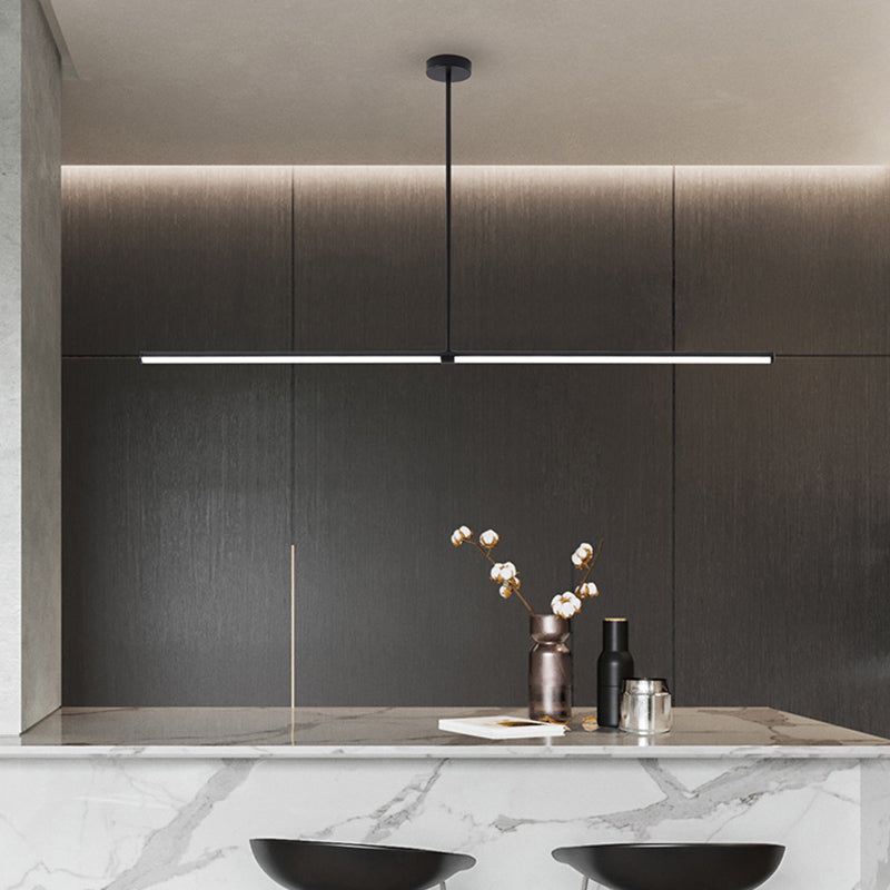 Modern Linear LED Island Light 1-Head Restaurant Pendant Lamp with Acrylic Shade