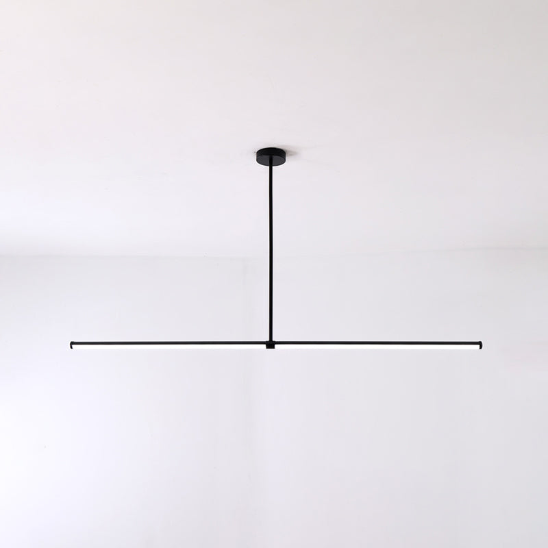 Modern Linear LED Island Light 1-Head Restaurant Pendant Lamp with Acrylic Shade