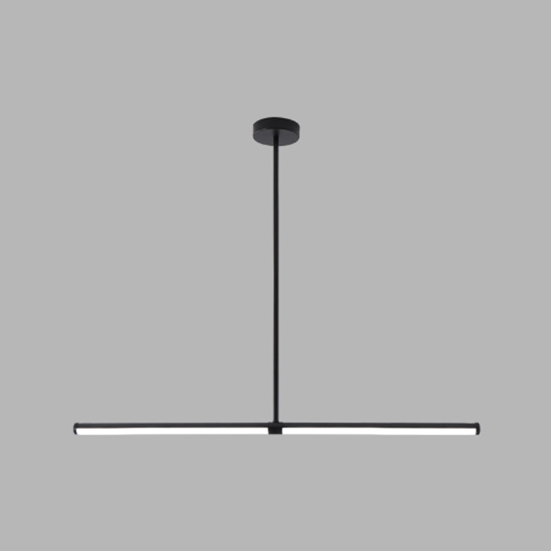 Modern Linear LED Island Light 1-Head Restaurant Pendant Lamp with Acrylic Shade