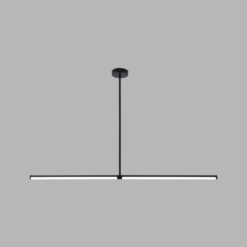 Modern Linear LED Island Light 1-Head Restaurant Pendant Lamp with Acrylic Shade