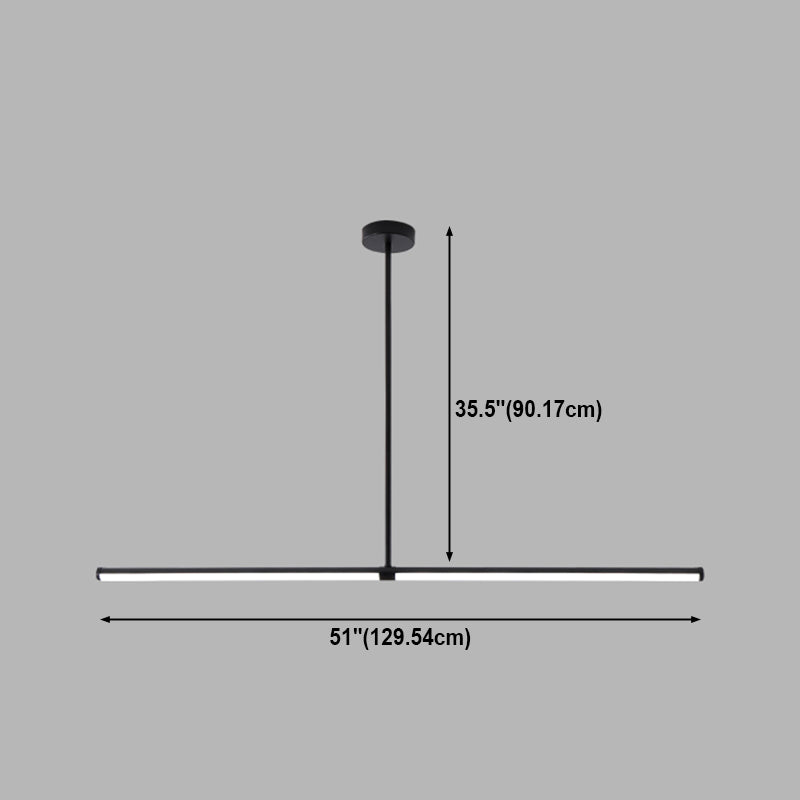 Modern Linear LED Island Light 1-Head Restaurant Pendant Lamp with Acrylic Shade