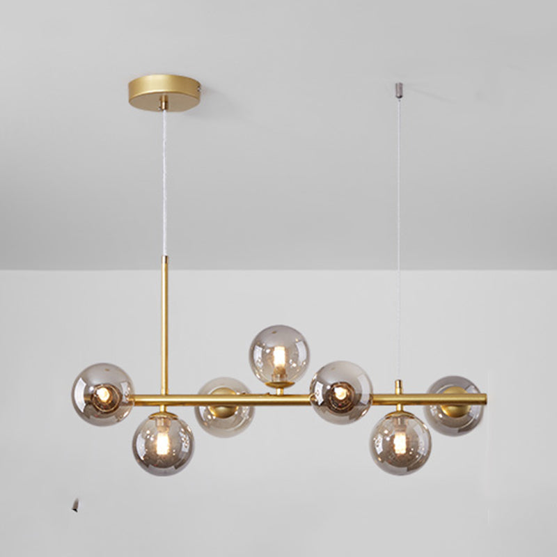 Moderne Insel Leichtes Multi-Head-Restaurant Hängende Lampe mit Globe Glass Shade