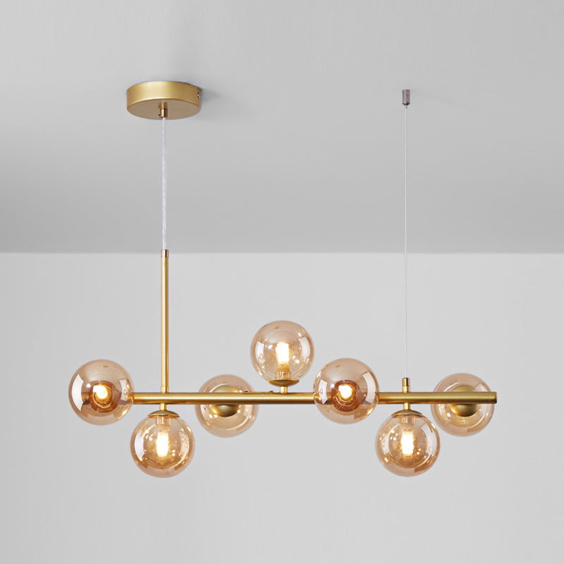 Moderne Insel Leichtes Multi-Head-Restaurant Hängende Lampe mit Globe Glass Shade