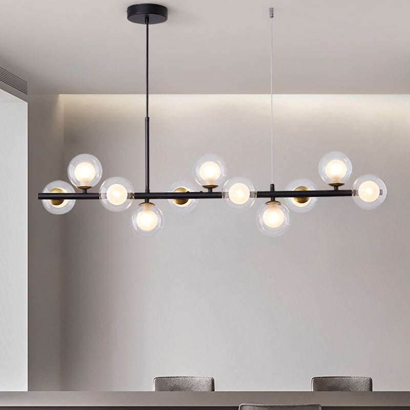 Moderne Insel Leichtes Multi-Head-Restaurant Hängende Lampe mit Globe Glass Shade
