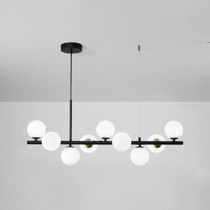 Moderne Insel Leichtes Multi-Head-Restaurant Hängende Lampe mit Globe Glass Shade