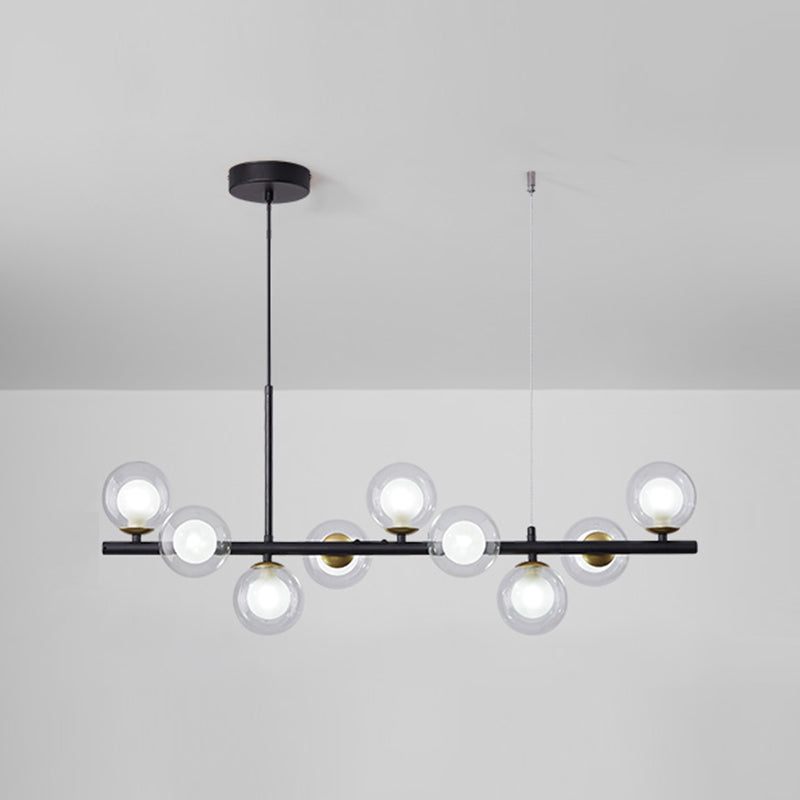 Moderne Insel Leichtes Multi-Head-Restaurant Hängende Lampe mit Globe Glass Shade