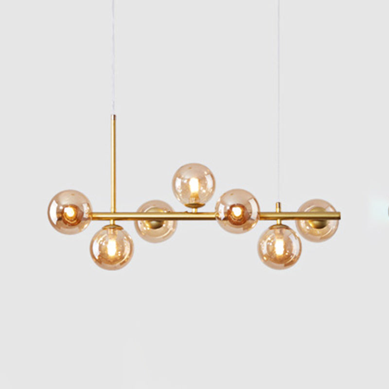 Moderne Insel Leichtes Multi-Head-Restaurant Hängende Lampe mit Globe Glass Shade