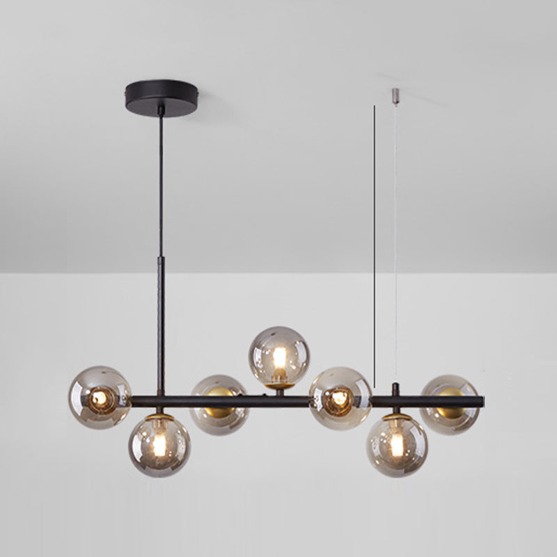 Moderne Insel Leichtes Multi-Head-Restaurant Hängende Lampe mit Globe Glass Shade