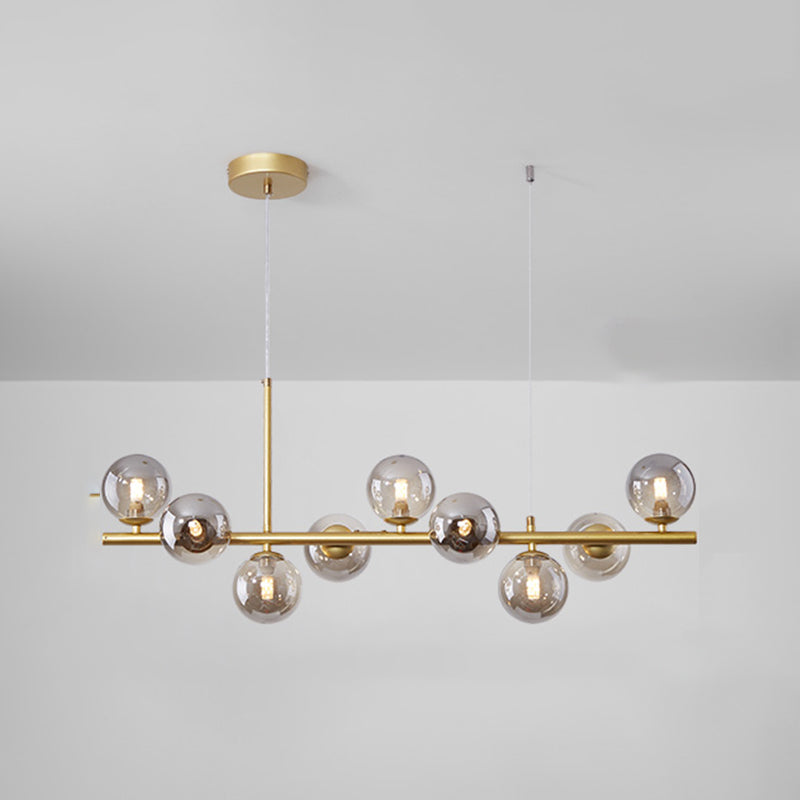 Moderne Insel Leichtes Multi-Head-Restaurant Hängende Lampe mit Globe Glass Shade