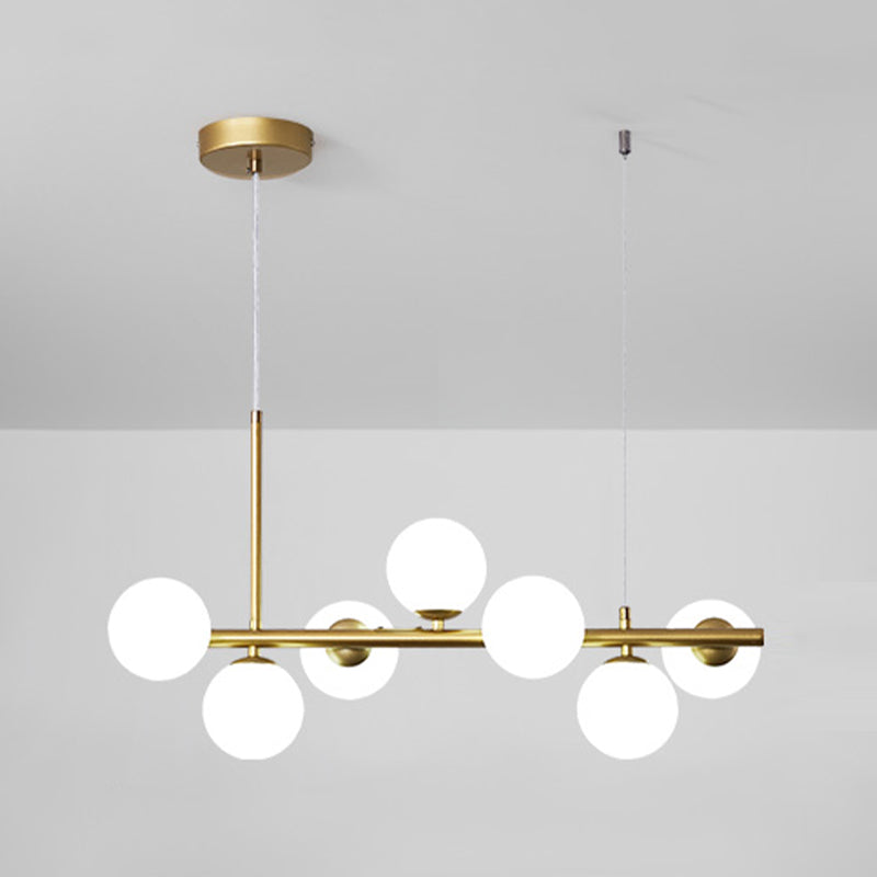 Moderne Insel Leichtes Multi-Head-Restaurant Hängende Lampe mit Globe Glass Shade