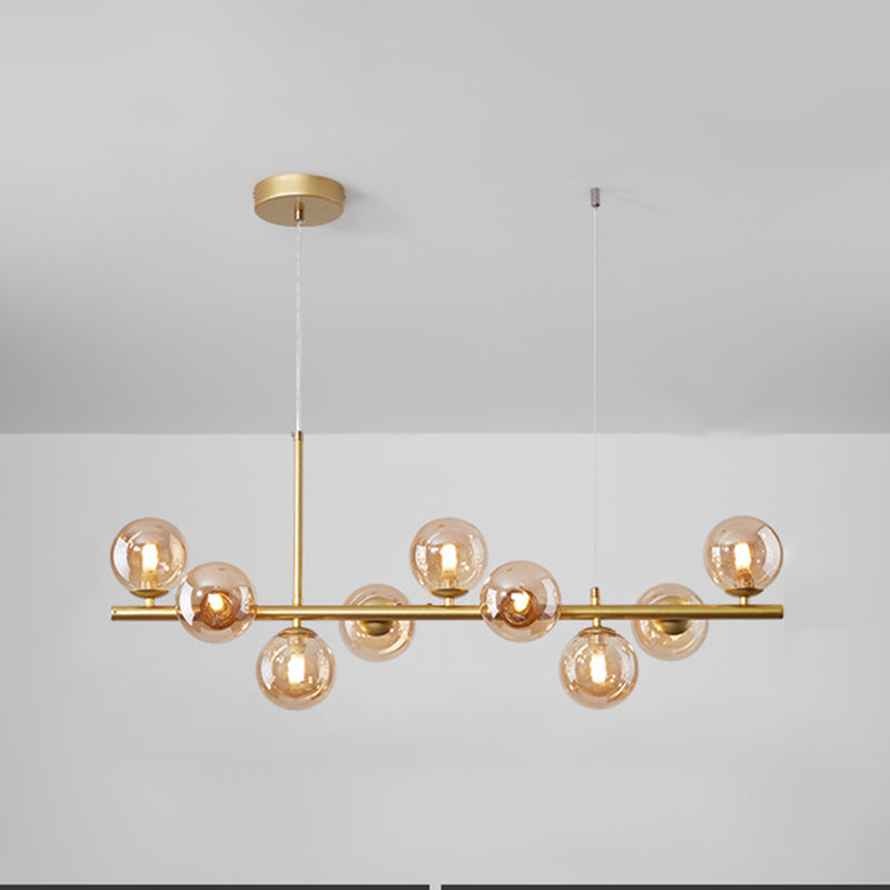 Moderne Insel Leichtes Multi-Head-Restaurant Hängende Lampe mit Globe Glass Shade