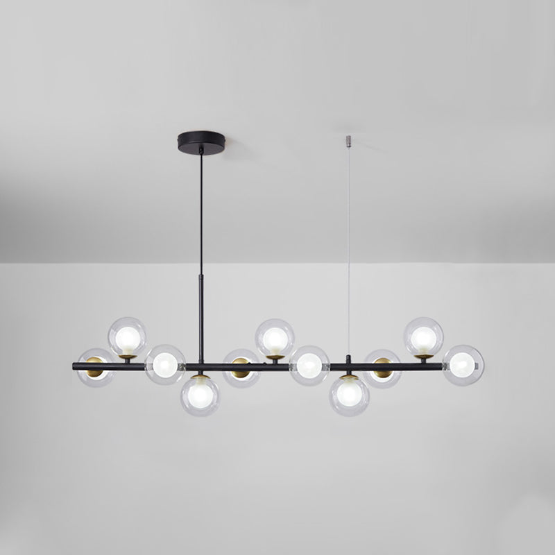 Moderne Insel Leichtes Multi-Head-Restaurant Hängende Lampe mit Globe Glass Shade
