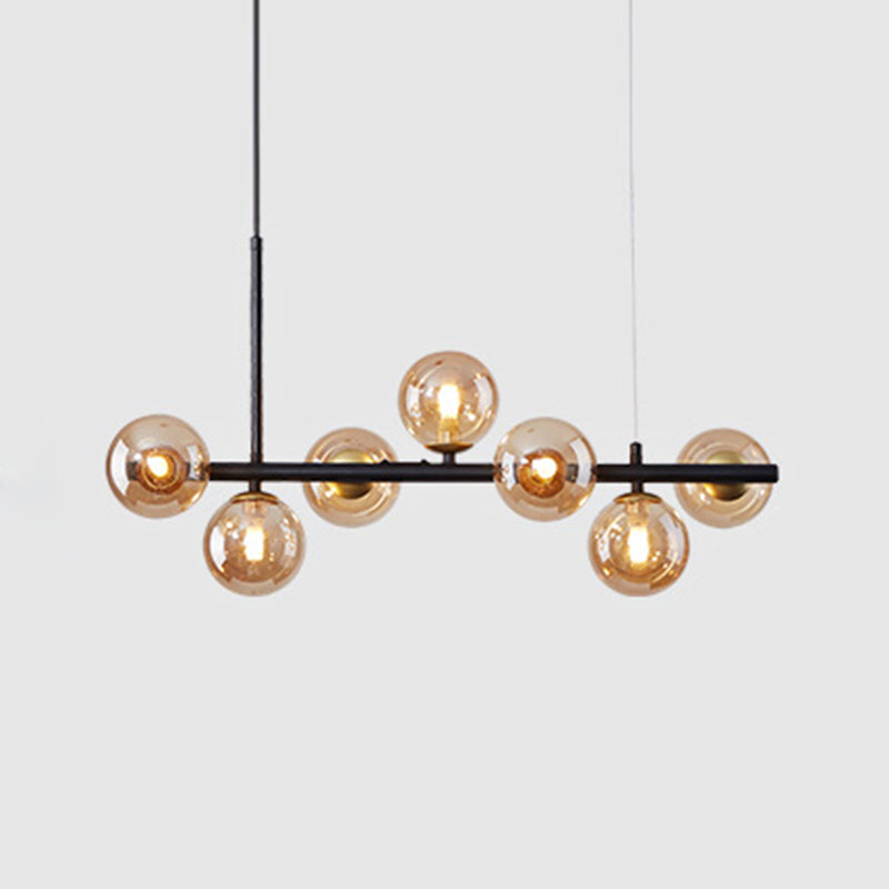 Moderne Insel Leichtes Multi-Head-Restaurant Hängende Lampe mit Globe Glass Shade