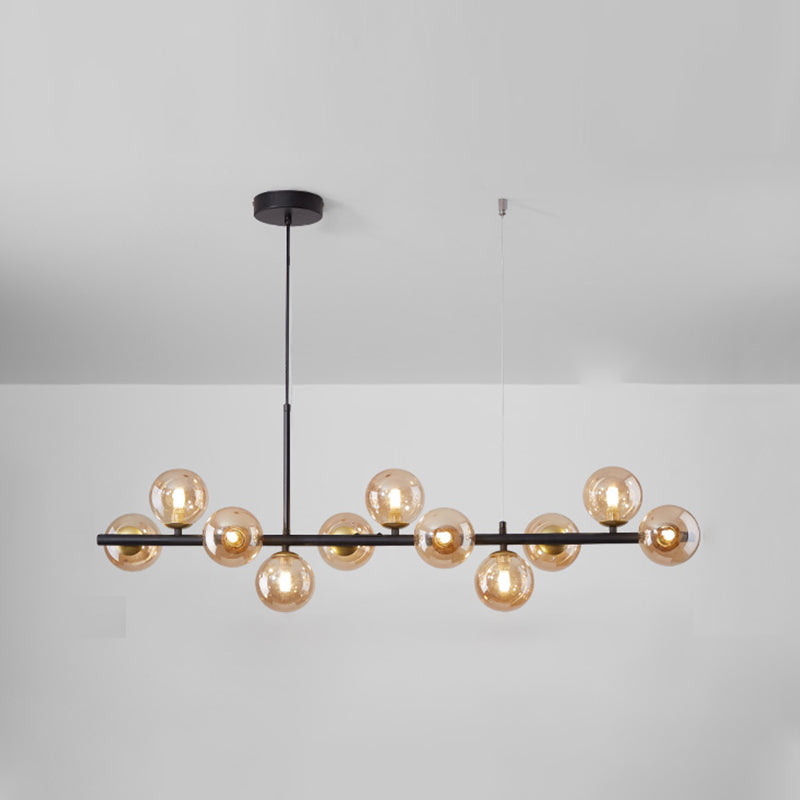 Moderne Insel Leichtes Multi-Head-Restaurant Hängende Lampe mit Globe Glass Shade