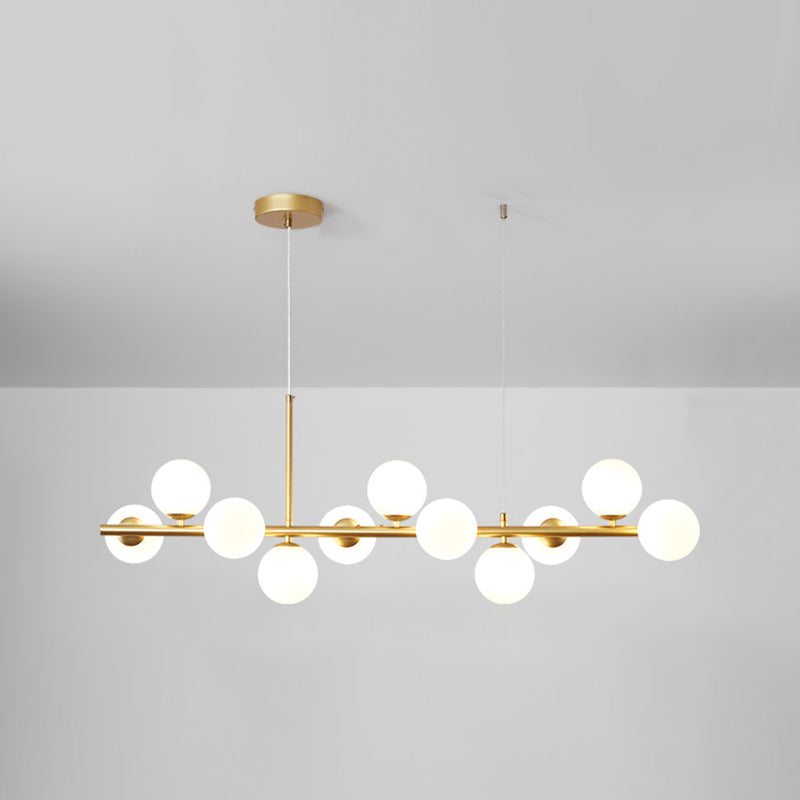 Moderne Insel Leichtes Multi-Head-Restaurant Hängende Lampe mit Globe Glass Shade