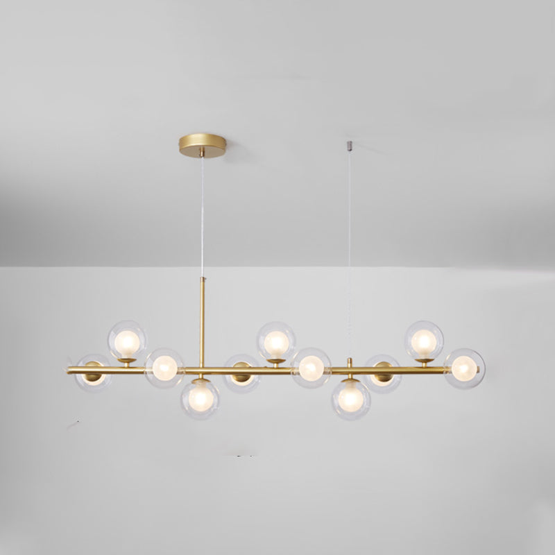 Moderne Insel Leichtes Multi-Head-Restaurant Hängende Lampe mit Globe Glass Shade