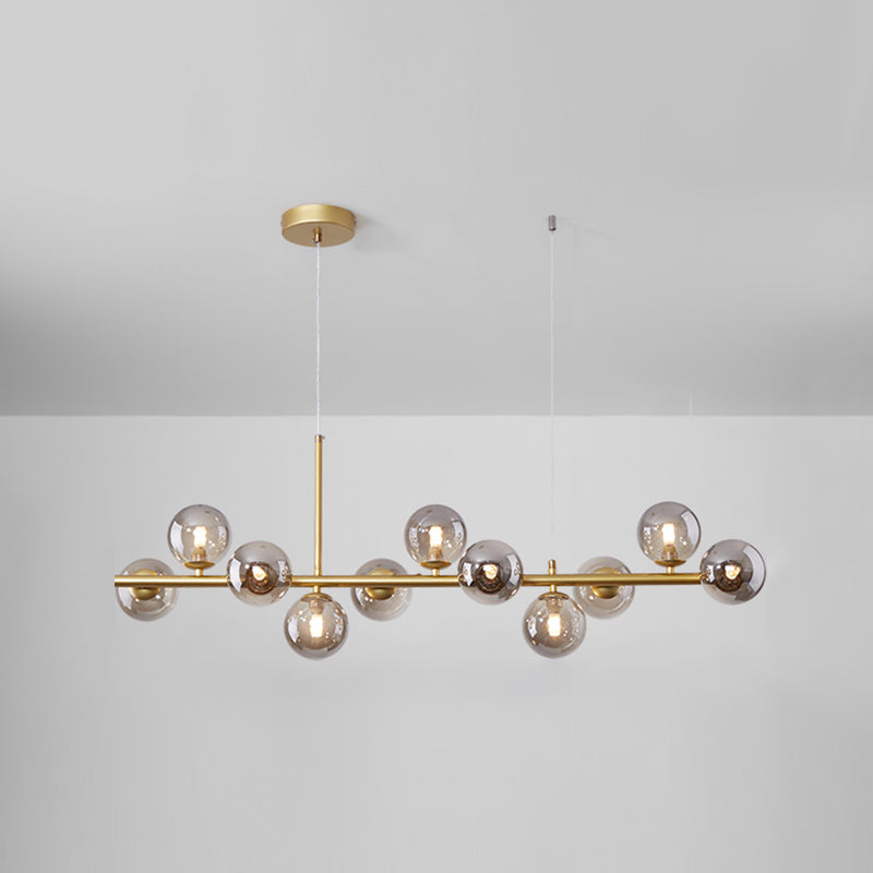 Moderne Insel Leichtes Multi-Head-Restaurant Hängende Lampe mit Globe Glass Shade