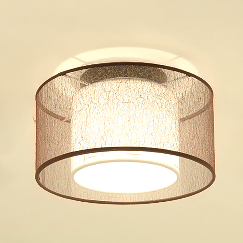 Chinese Style Flush Mounted Ceiling Lights with Fabric Shade Ceiling Mount Lighting