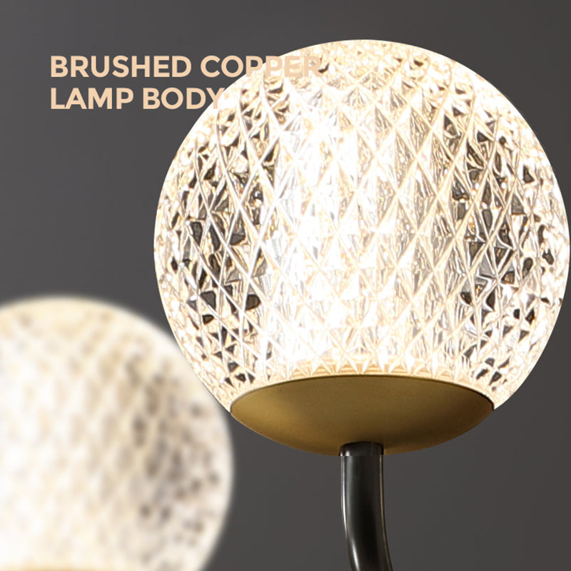 Contemporary Brass Glass Ball Chandelier Black Hanging Pendant for Bedroom