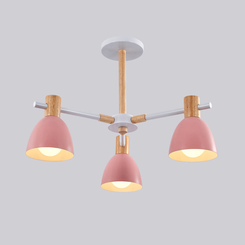 Dome Chandelier Pendant Light Modern Nordic Metal Hanging Hang Fixture with Wood