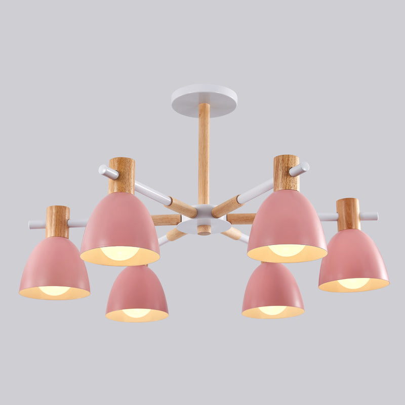 Dome Chandelier Pendant Light Modern Nordic Metal Hanging Hang Fixture with Wood