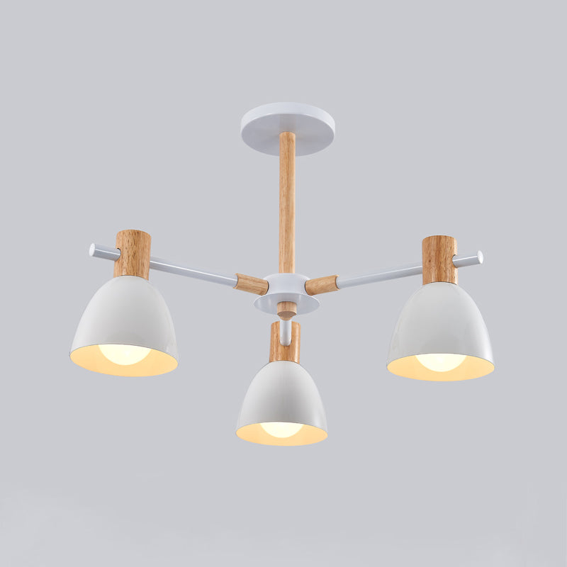 Dome Chandelier Pendant Light Modern Nordic Metal Hanging Hang Fixture with Wood