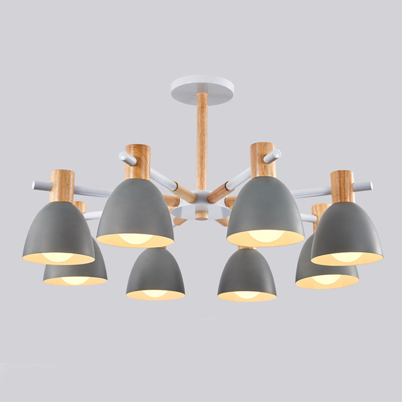 Dome Chandelier Pendant Light Modern Nordic Metal Hanging Hang Fixture with Wood