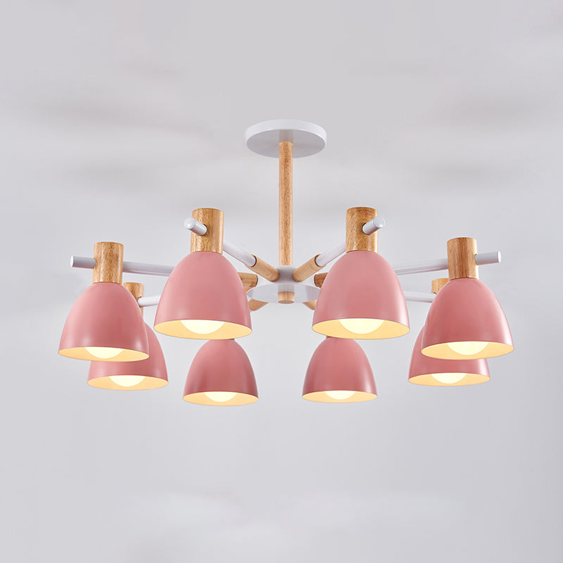 Dome Chandelier Pendant Light Modern Nordic Metal Hanging Hang Fixture with Wood