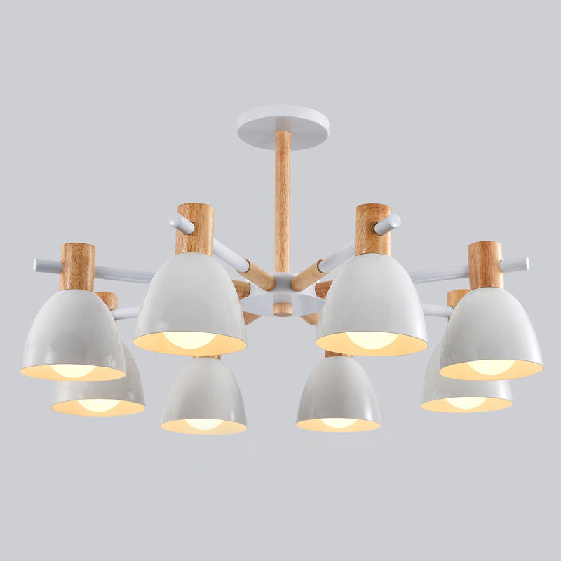 Dome Chandelier Pendant Light Modern Nordic Metal Hanging Hang Fixture with Wood